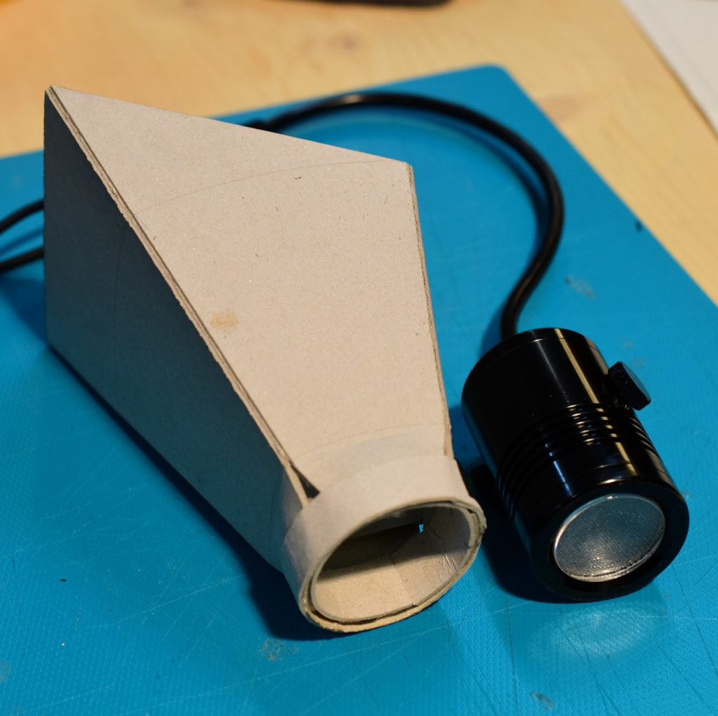Cardboard nose for a too small projector