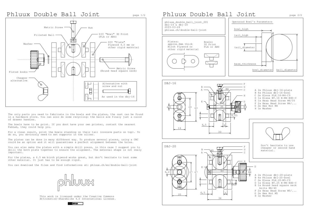 Un dessin technique présentant les différentes pièces composant l'articulation "Double Ball Joint"